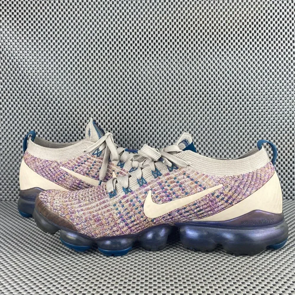 Nike Air VaporMax Flyknit 3 Running Shoes Womens 11 Cream Purple Logo Lace Up - Picture 4 of 12